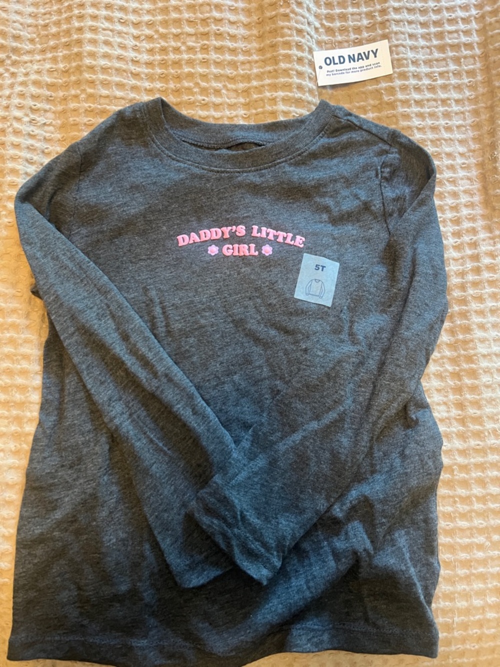 Old Navy Charcoal Long Sleeve Tee with Pink "Daddy's Little Girl" Graphic